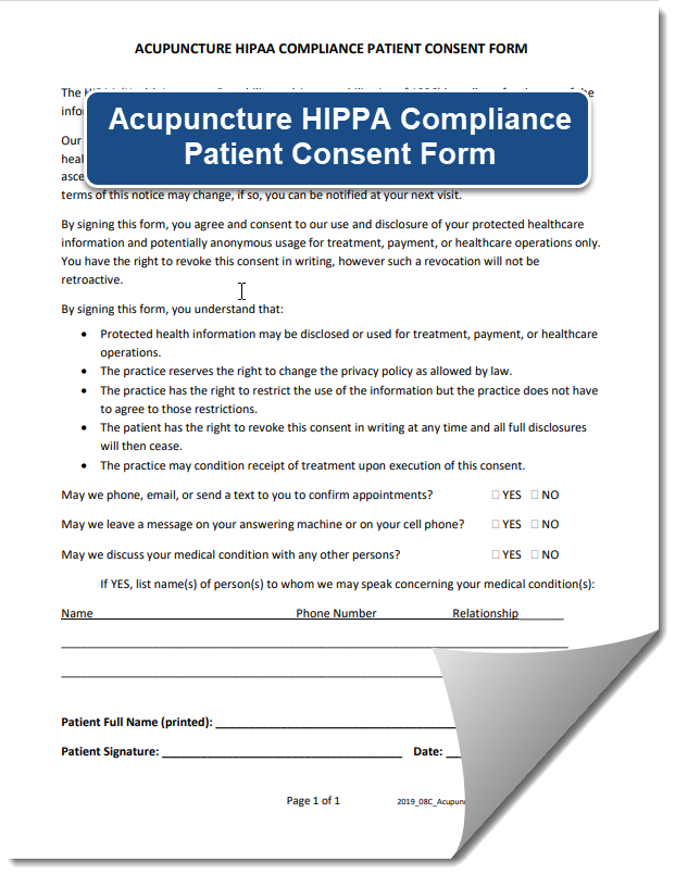 Acupuncture Hippa Compliance Patient Consent Form